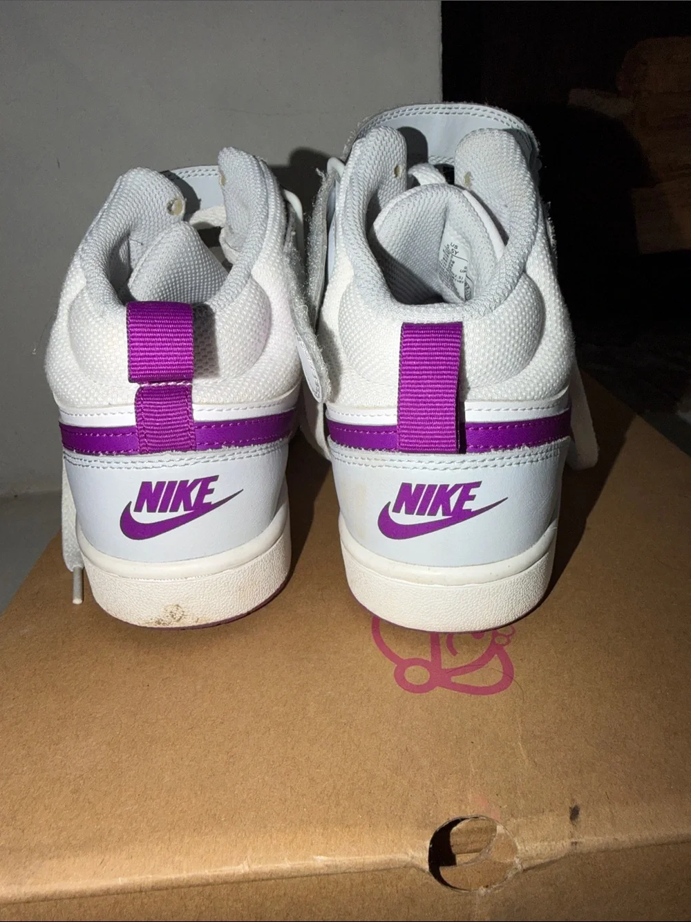 Nike Women’s White and Purple Mid-Top Sneakers